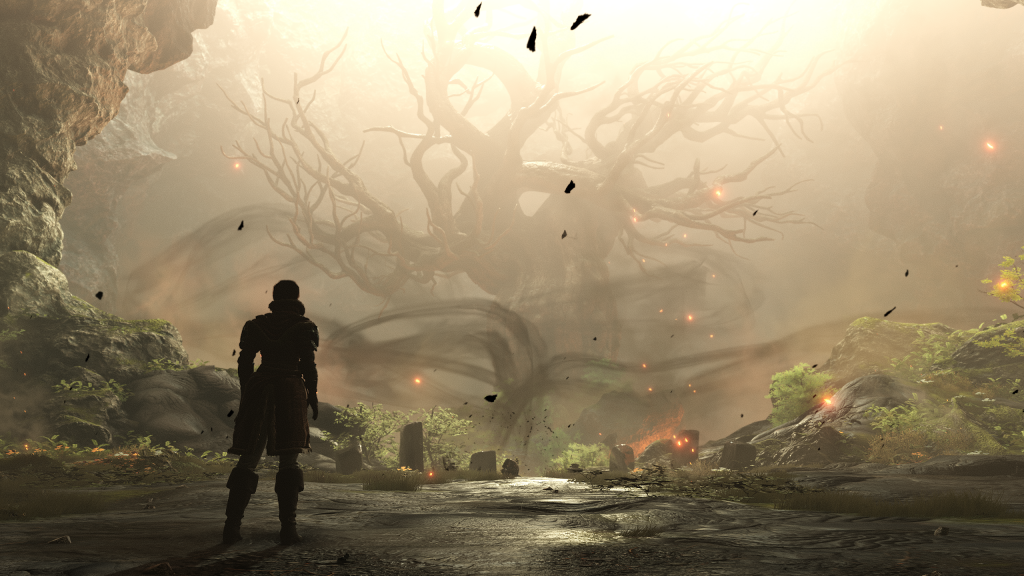 Landscape with tree in the background, from the video game Greedfall